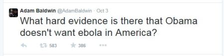 Adam Baldwin Ebola tweet